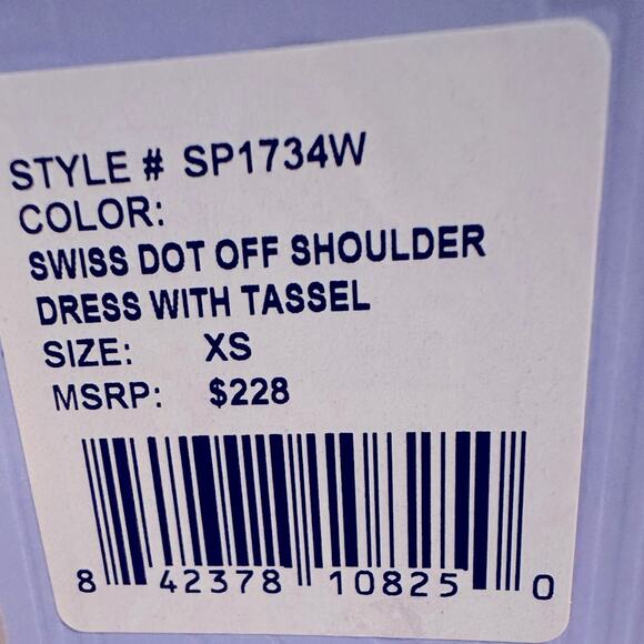 Sail to Sable NWT White Off the Shoulder Silk Swiss Dot Tassel Dress Size XS - Picture 5 of 7
